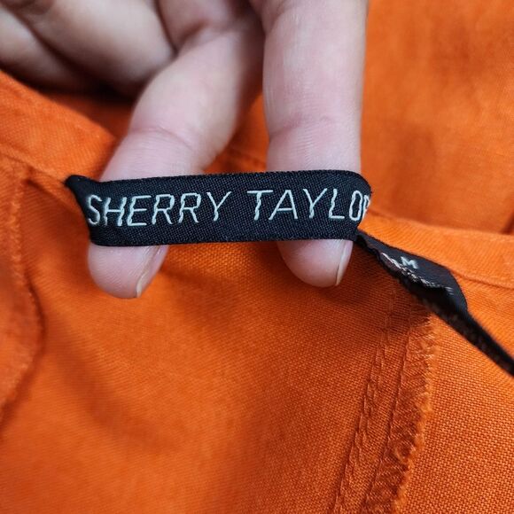 Sherry Taylor A-line Orange Cotton Rayon Skirt Knee Length Midi Size M - Picture 9 of 10